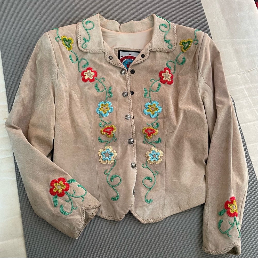 Embroidered Floral Suede Jacket